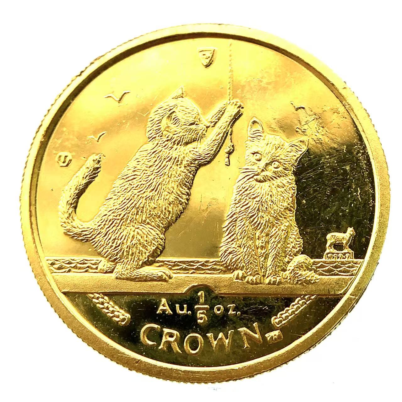 マン島金貨 エリザベス女王 猫 1/5オンス 2001年 6.2g K24 純金 イエローゴールド コレクション Gold