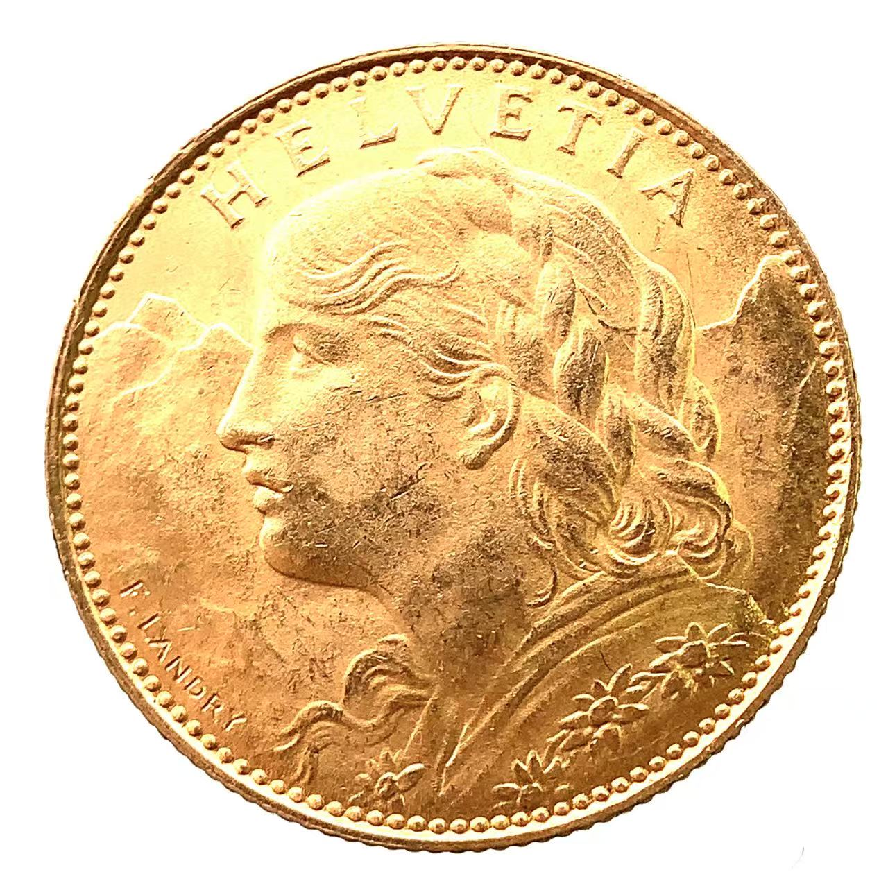 アルプス 少女ブレネリ 金貨 HELVETIA スイス 10フラン 1922年 3.2g 21.6金 イエローゴールド コレクション アンティークコイン