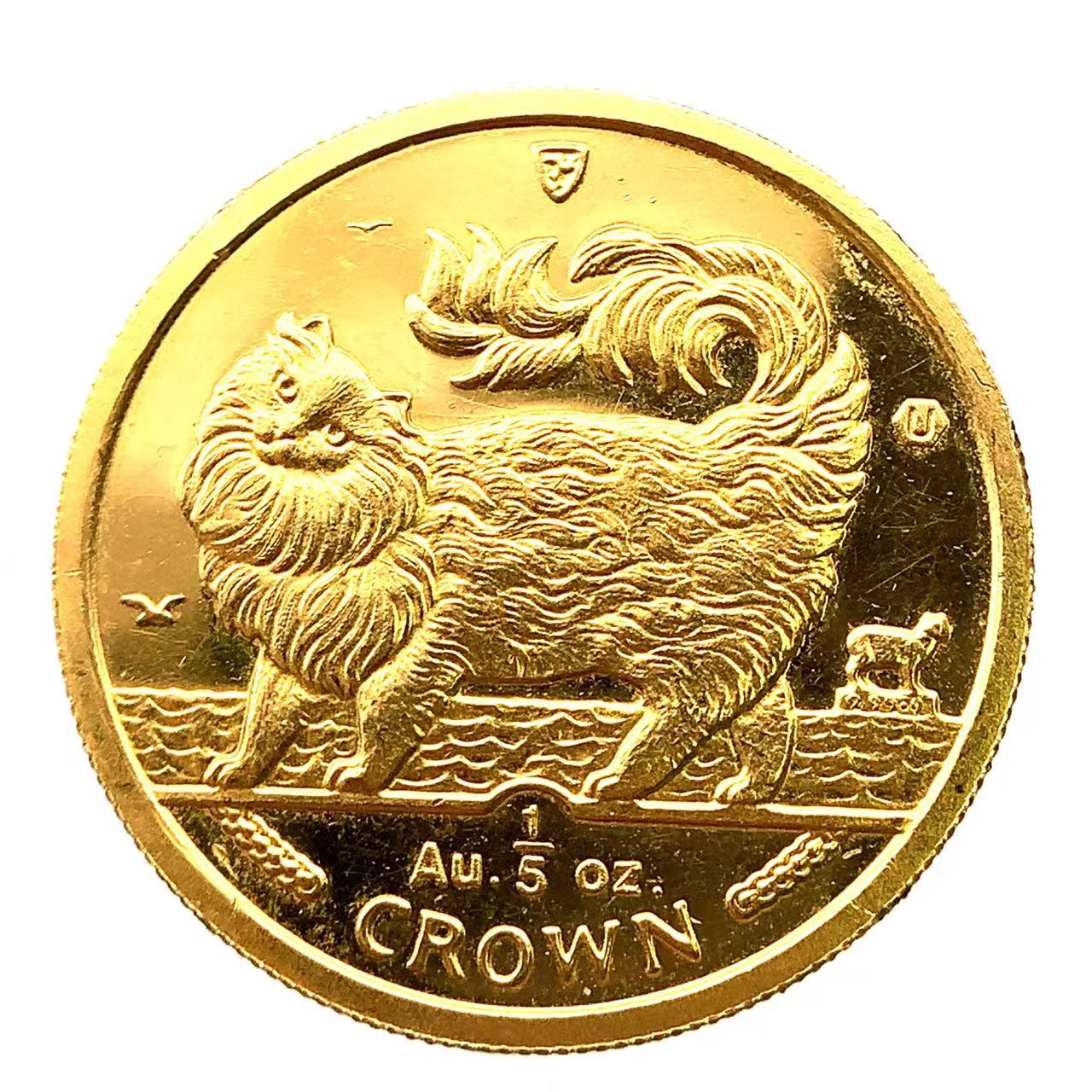 美品 マン島金貨 エリザベス女王 ネコ CAT 猫 キャット 1/5オンス 1993年 6.2g 24金 純金 イエローゴールド コレクション Gold