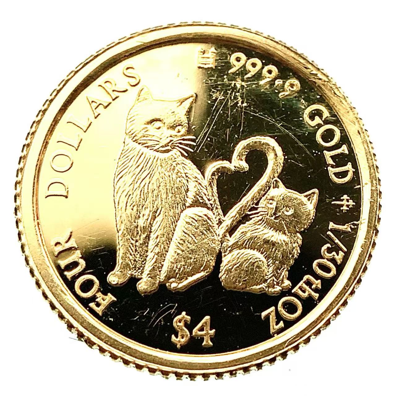 マン島金貨 エリザベス女王 猫 1/30オンス 2015年 1g K24 純金 イエローゴールド コレクション Gold