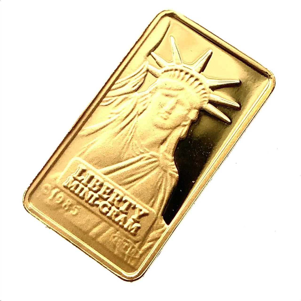 リバティ金貨 自由の女神 角型 24金 純金 1g  イエローゴールド コイン GOLD コレクション 美品
