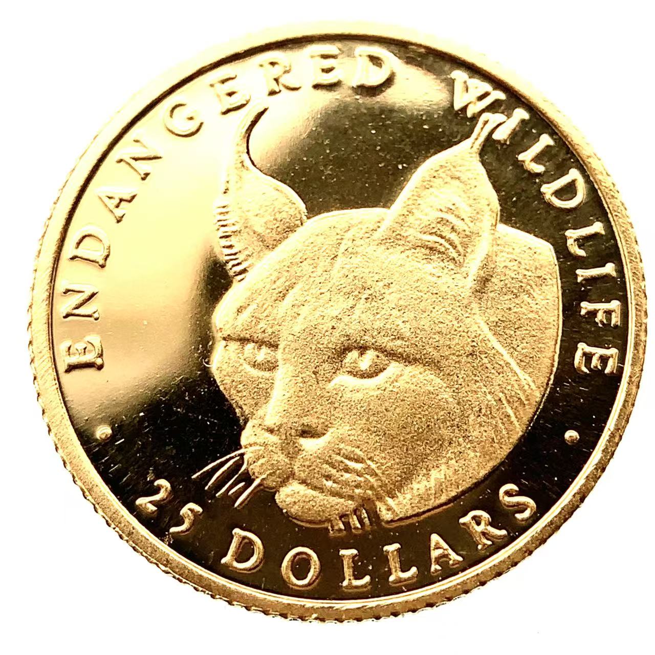 絶滅危惧種の野生生物 金貨 エリザベス女王 1/25オンス 1990年 1.2g K24 純金 イエローゴールド コレクション Gold