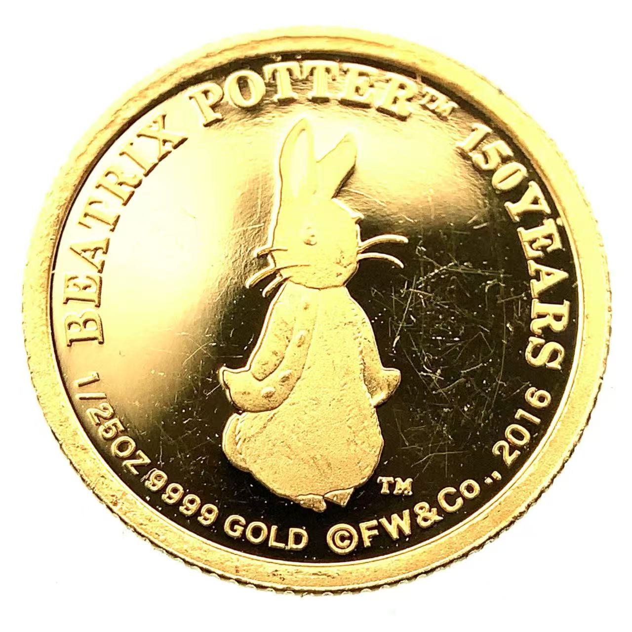 ピーターラビット金貨 エリザベス女王 クック諸島 2016年 1.2g 24金 純金 イエローゴールド コレクション Gold