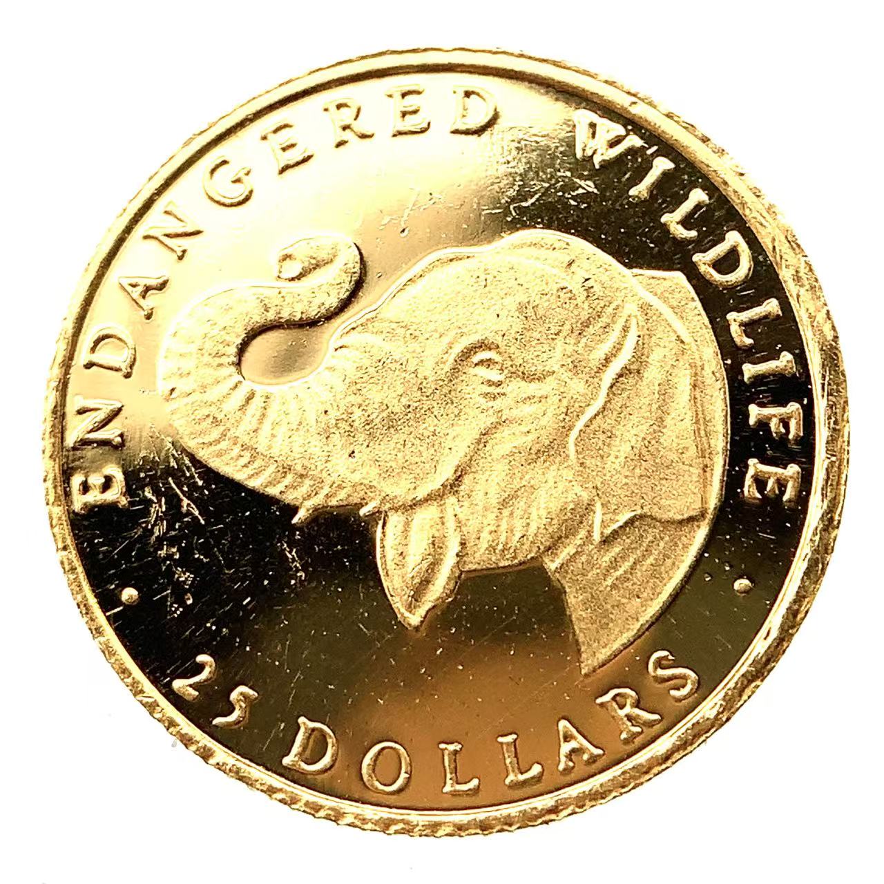 絶滅危惧種の野生生物 金貨 エリザベス女王 1/25オンス 1990年 1.2g K24 純金 イエローゴールド コレクション Gold