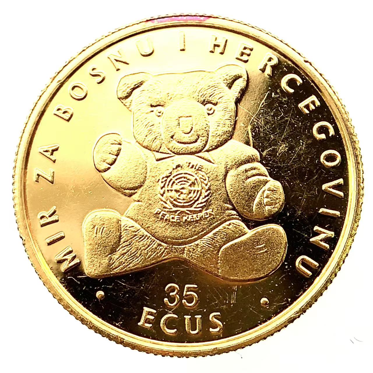テディベア金貨  ボスニア・ヘルツェゴビナ  エリザベス女王 1995年 3.1g 純金 K24 1/10オンス コイン  コレクション 美品