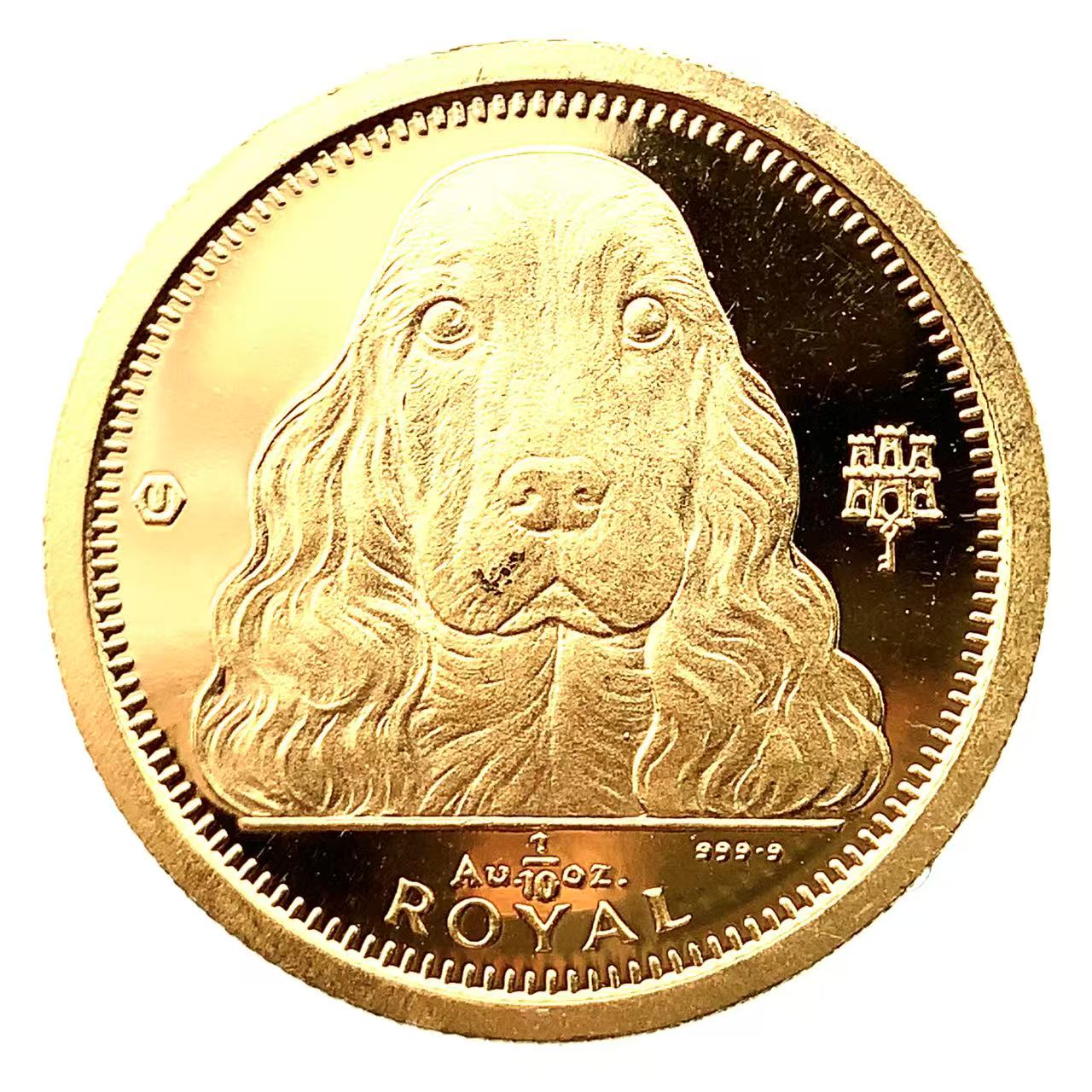 犬金貨  ジブラルタル エリザベス女王二世 1/10オンス 1992年 24金 純金 3.1g イエローゴールド コイン GOLD コレクション 美品