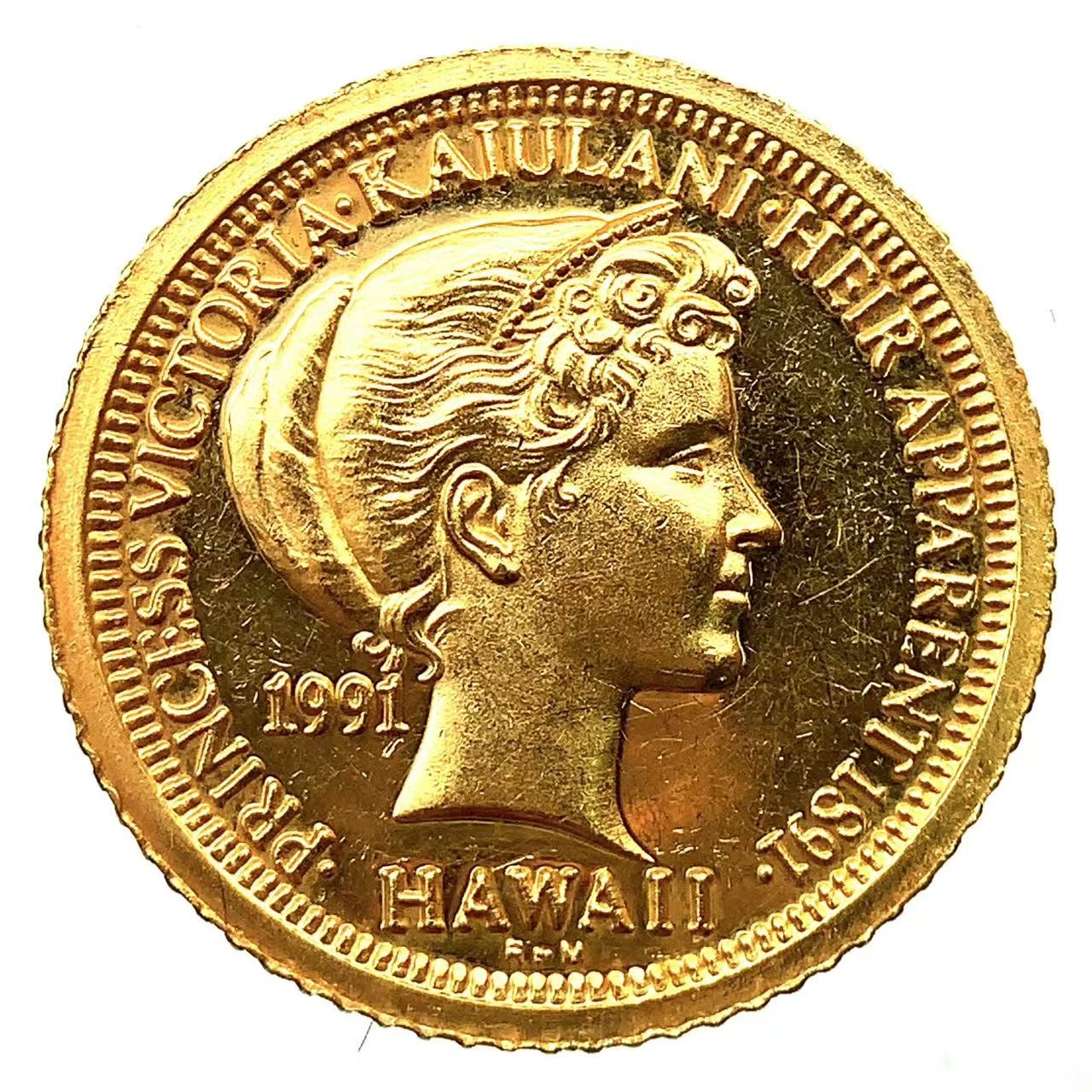 ビクトリア カイウラニ王女 イルカ金貨 ハワイ イエローゴールド 1991年 3.1g 1/10オンス 純金コイン 24金 コレクション Gold
