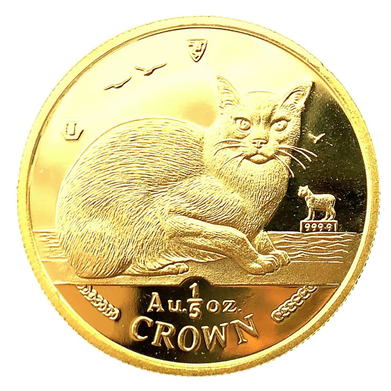 美品 マン島金貨 エリザベス女王 ネコ CAT 猫 キャット 1/5オンス 1996年 6.2g 24金 純金 イエローゴールド コレクション Gold