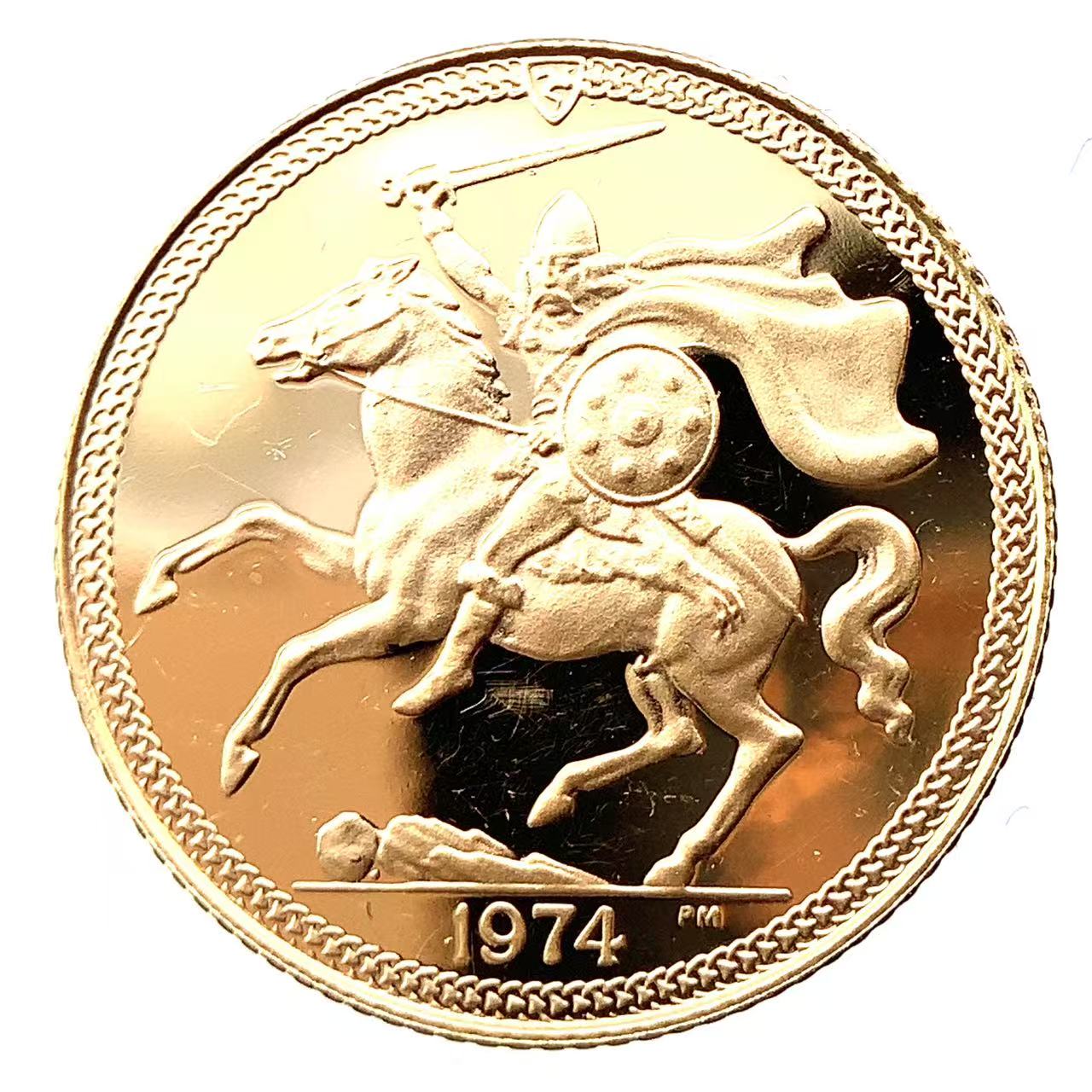 エリザベス2世 マン島 ソブリン金貨  1974年 22金 4g イエローゴールド コイン GOLD コレクション 美品