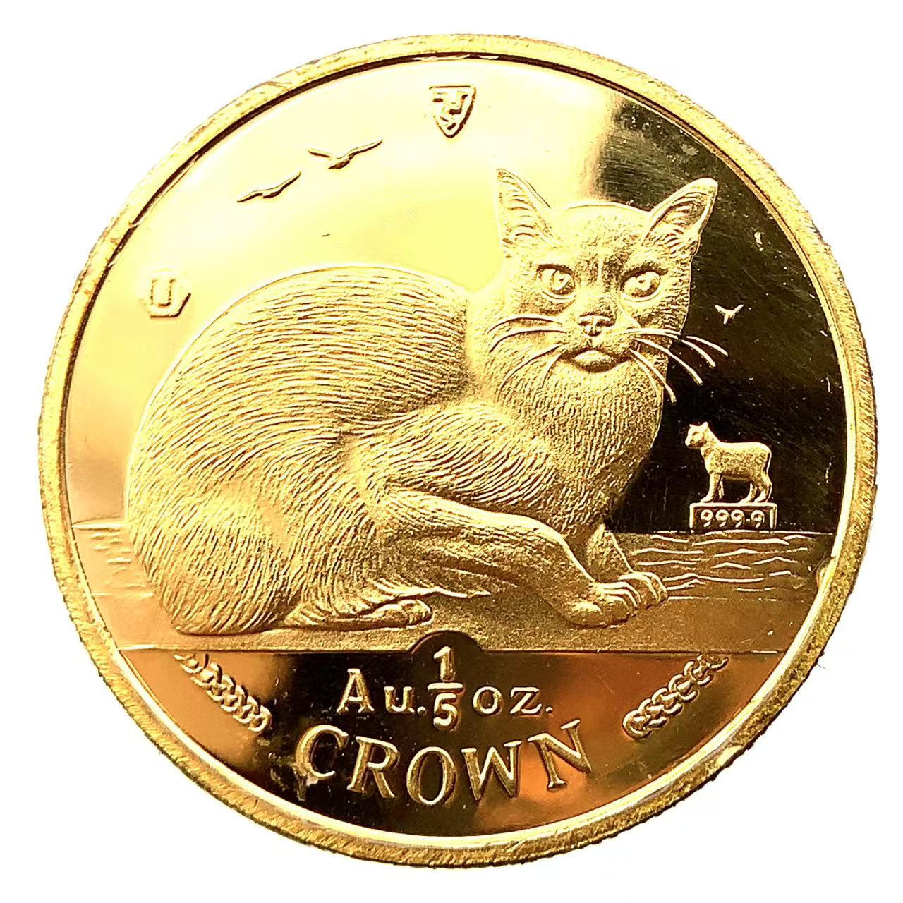美品 マン島金貨 エリザベス女王 ネコ CAT 猫 キャット 1/5オンス 1996年 6.2g 24金 純金 イエローゴールド コレクション Gold