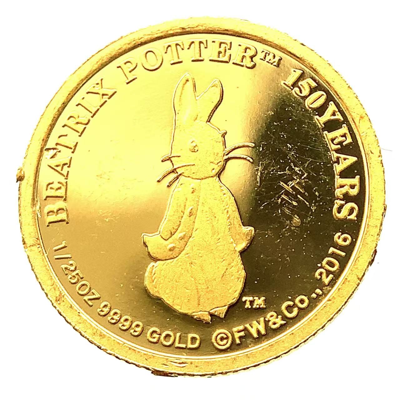 ピーターラビット金貨 エリザベス女王 クック諸島 2016年 1.2g 24金 純金 イエローゴールド コレクション Gold