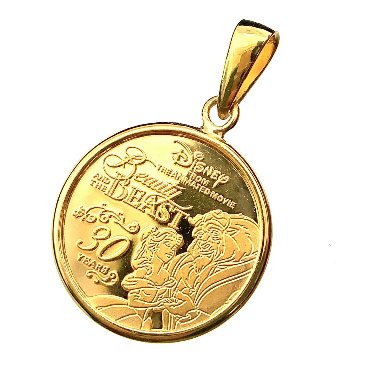 【純金メダル】ペンダントヘッド　1/20oz 美女と野獣 美女と野獣 1/20oz 映画公開限定品 純金コインペンダント K24