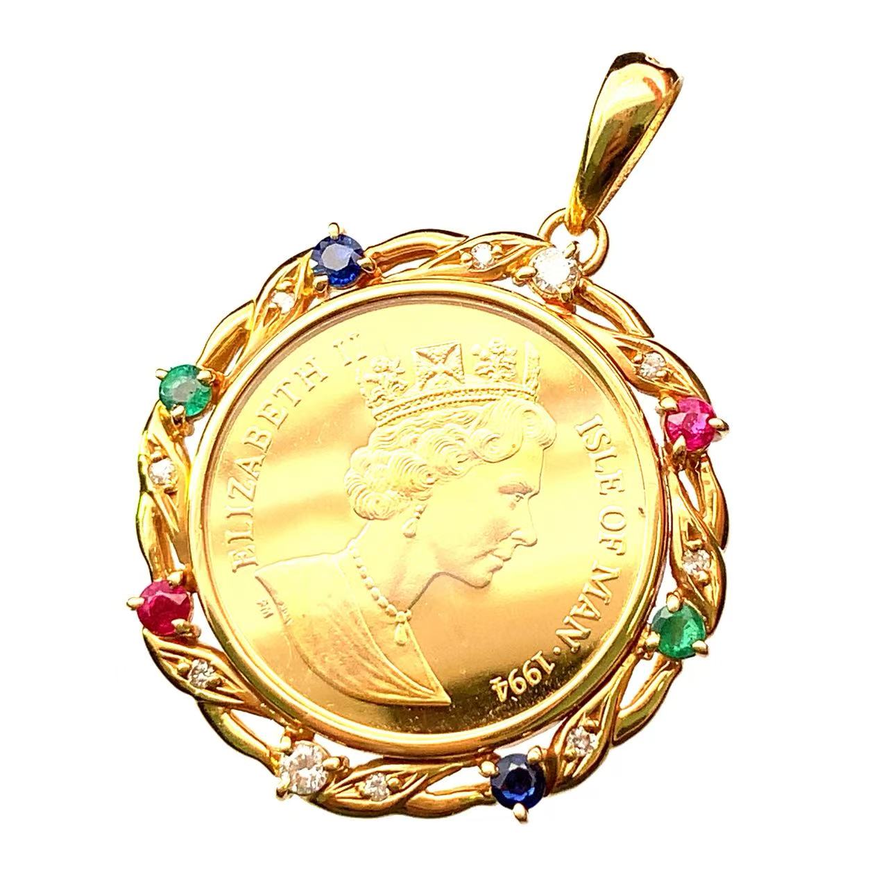 楽天市場】美品 マン島金貨 猫 エリザベス女王二世 1996年 K18/24 純金