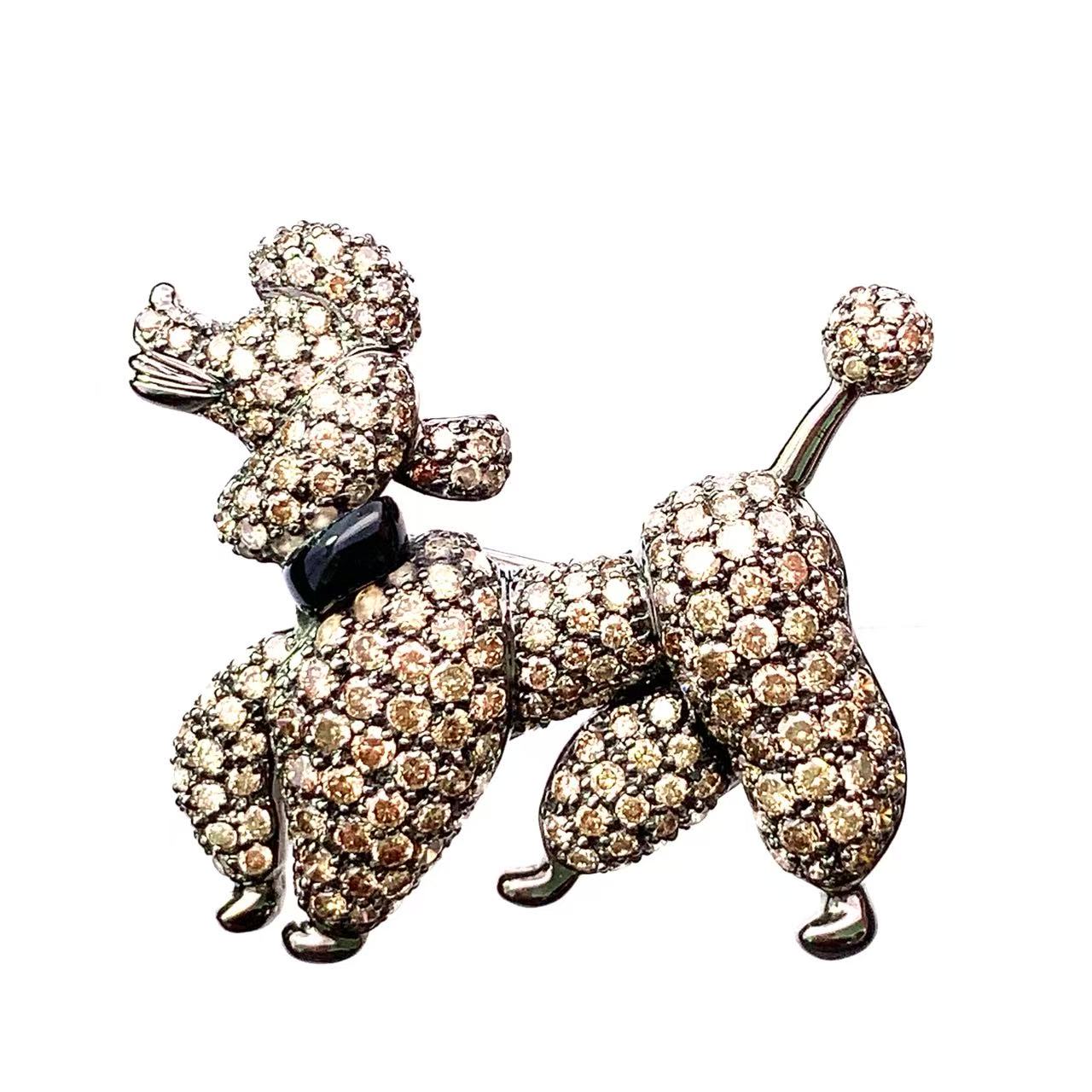 犬 いぬ ブローチ ダイヤモンド 3.61ct K18WG ホワイトゴールド 10.5g かわいい 156,000円