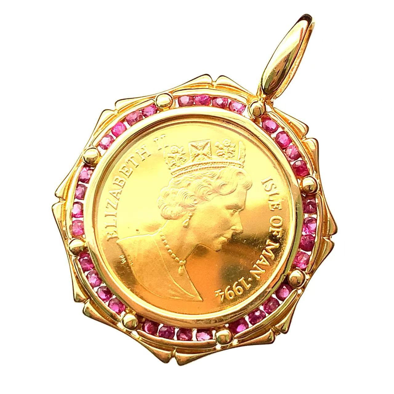 楽天市場】美品 マン島金貨 猫 エリザベス女王二世 1996年 K18/24 純金