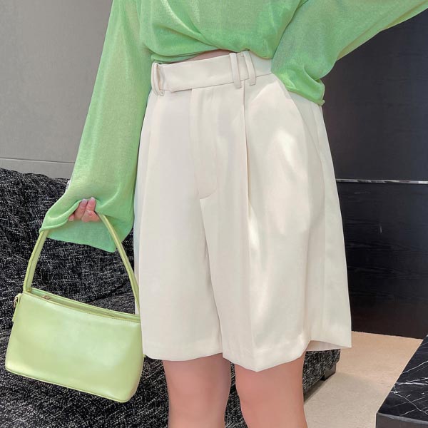 大きいサイズ ボトムス ショートパンツ ワイドハーフパンツ レディース スリットポケット きれいめ