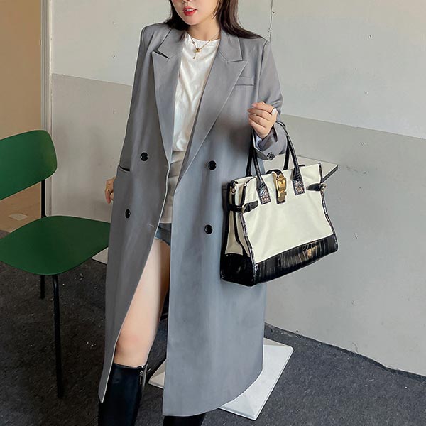 大きいサイズ レディース コート チェスターコート ダブルブレスト フラップポケット ノッチドラペルカラー