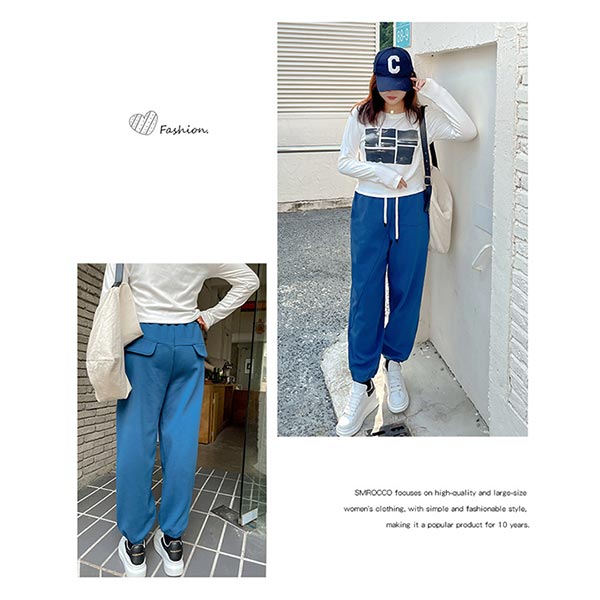 大きいサイズ ボトムス 紐付きウエストゴム ジョガーパンツ ブラック 裏起毛 スウェットパンツ レディース アシンメトリー