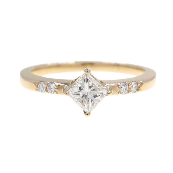 K18PGダイヤリング/スクエアカット/D0.302ct#9 【無料ギフトラッピング】【Aランク】【中古】｜質屋さのや　店