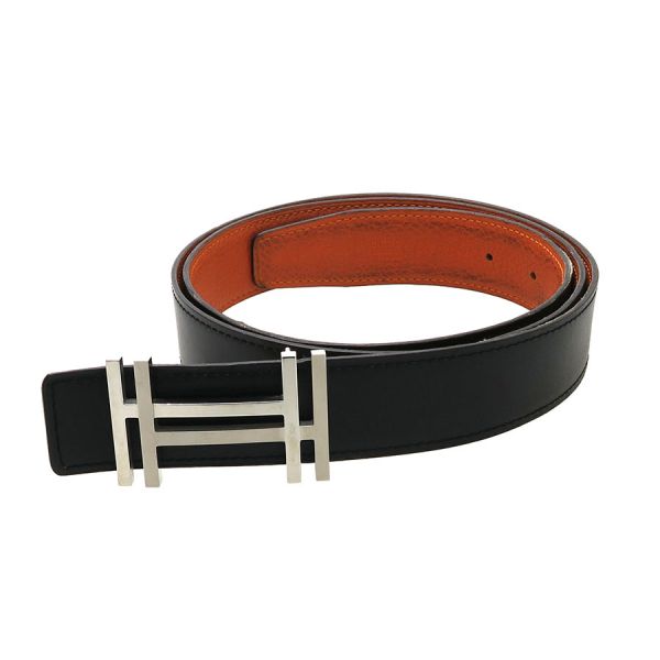 【美品】HERMESダークブラウン レザー ベルト パラジウムバックルセット 美品】HERMESダークブラウン レザー ベルト パラジウムバックル