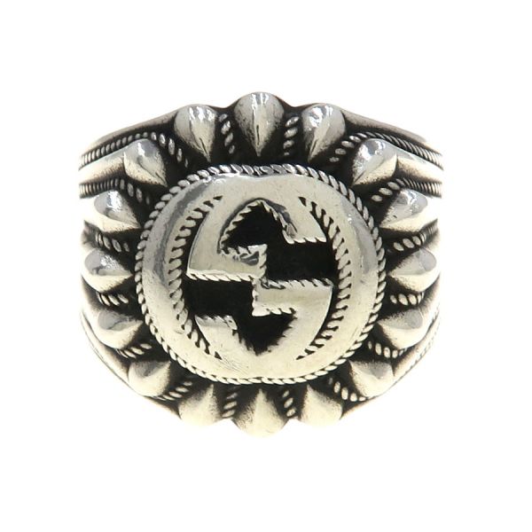 【美品】18.5号 グッチ インターロッキング G エナメル ターコイズリング グッチ GUCCI インターロッキングGリング SV925/ターコイズ