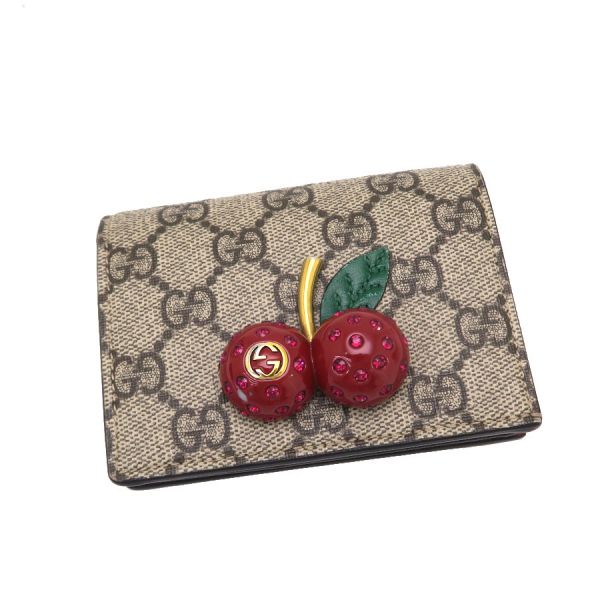 GUCCI グッチ　二つ折り財布　GGスプリーム イチゴ　コンパクト 7614☆グッチ GUCCI GGスプリームコンパクトウオレット 二つ折り