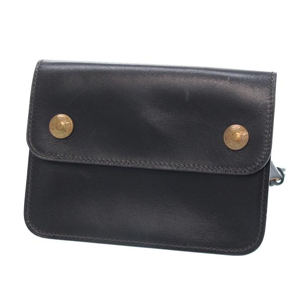 HERMES■ブラック レザー ポシェット バックポケット ポーチ ランク SA HERMÈS エルメス ポシェット バックポケット 25
