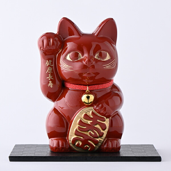 開運厄除け招き猫 赤漆