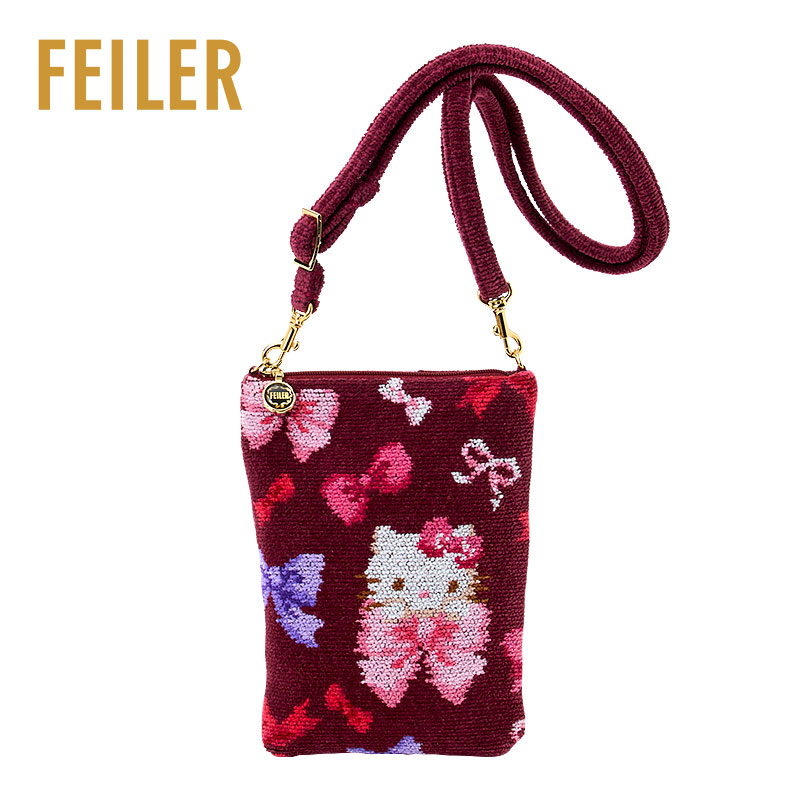 【プレゼント包装付】FEILER ハローキティ フリルポーチ ボルドー ハローキティ フェイラー フリルポーチ（リボン）｜サンリオ