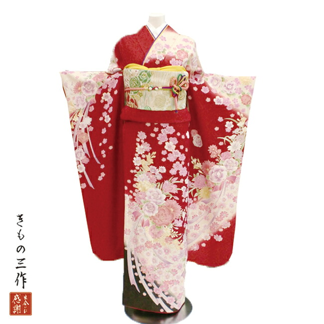 振袖 ふりそで 振袖レンタル 着物 フルセット 赤 送料無料 結婚式 成人式 着物レンタル l5009 Lサイズ 155cm～165cm レディース