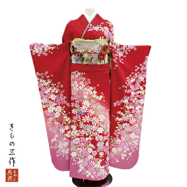 楽天市場】振袖 ふりそで 振袖レンタル 着物 フルセット 赤 送料無料