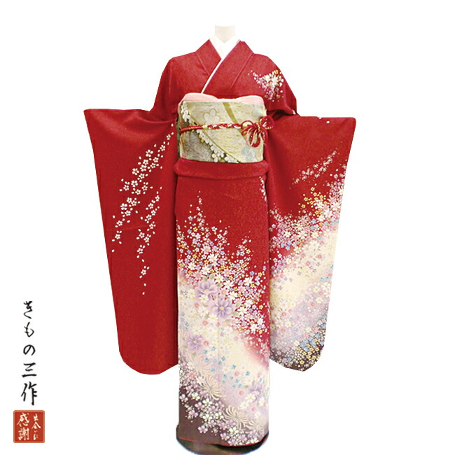 楽天市場】振袖 ふりそで 振袖レンタル 着物 フルセット 赤 送料無料