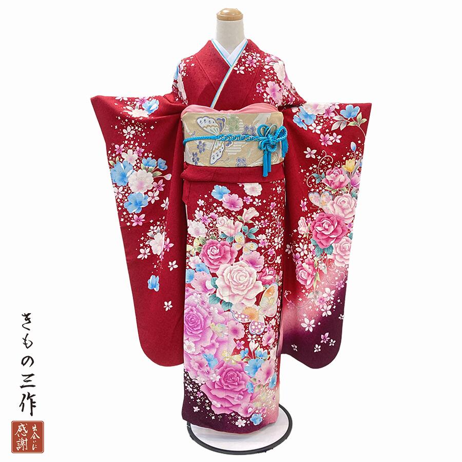振袖 ふりそで 振袖レンタル 着物 フルセット 送料無料 結婚式 成人式 着物レンタル l5138 ゆったり プラスサイズ 15～23号 150～155cm 14,652円