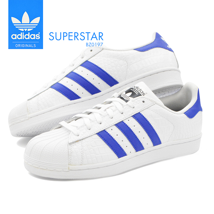 楽天市場 スーパースター Adidas Superstar Originals Bz0197 アディダス 紳士 男性 シューズ ホワイト メンズ 靴 スニーカー ブルー ホワイト 人気 定番 運動 スポーツ レザー ローカット クロコ 柄 ｓ ｓｔｙｌｅ