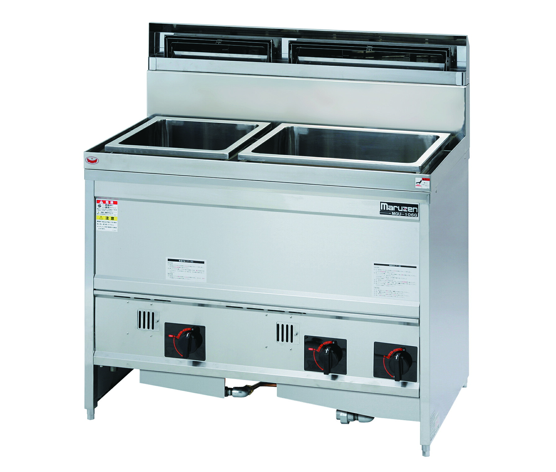 【新品・送料無料・代引不可】マルゼン ガスうどん角槽タイプ（自動点火） MGU-106G 1000×600×800(バック＋150)(mm)