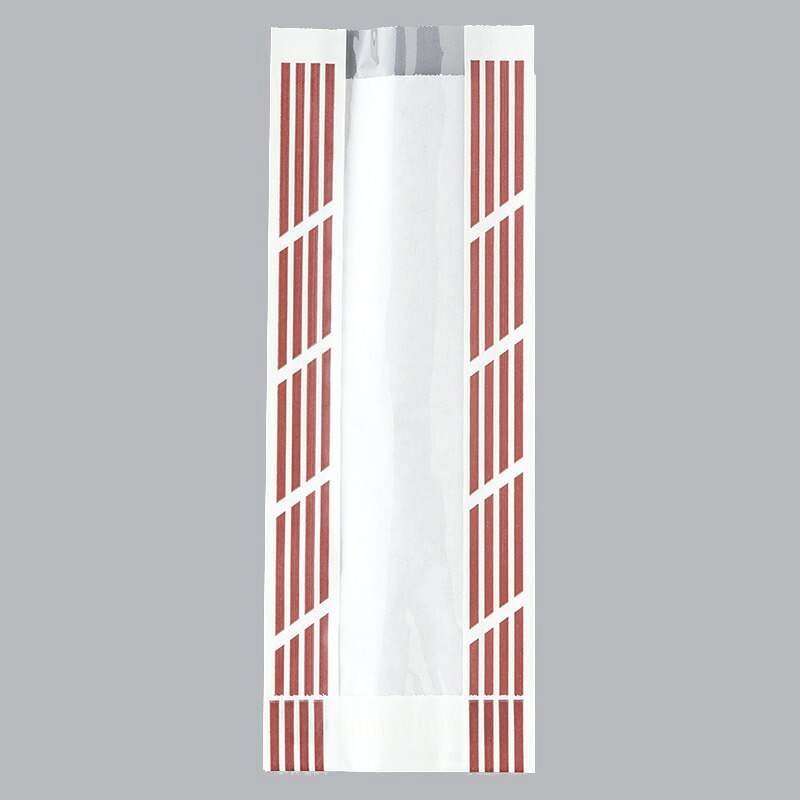 【業務用】【パン包材】大阪ポリエチレン販売　ストライプフェネット No.320（C）　8246　100（マチ40）×255+15　3000枚入り　耐油紙　窓付き