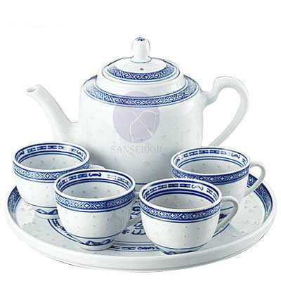 青花六頭大茶具セット 湯のみ 伝統 中華 お茶 ポット 311086|三省堂実業