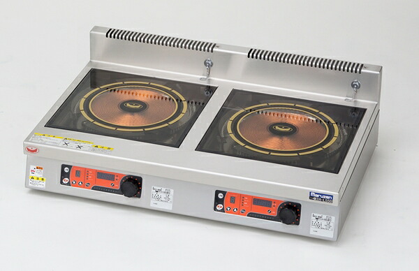 【お役目用 IHコンロ】マルゼン奥ふかさ600  [ 幅900・２口・三相200V ]発しるスケルトン高役立つことIHコンロ 「卓上印字機」 MIHX-L55D W900×D600×H170(粍)