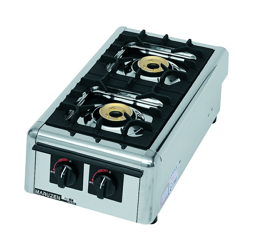 【新品・代引不可・送料無料】【業務用　ガステーブル】マルゼン奥行540　[　幅300・２口・都市ガス１３Ａ・LPガス　]「ニュー飯城」　M-822DC　300*540*164mm