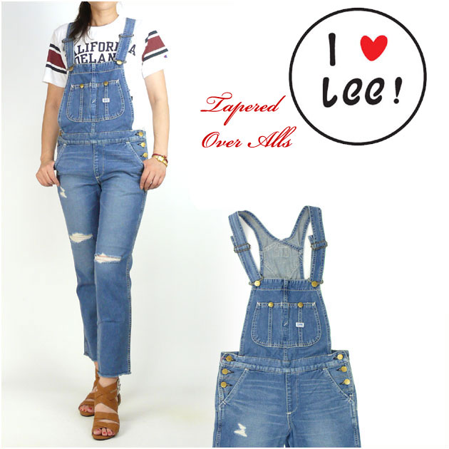 レディースファッション オールインワン サロペット 冬バーゲン 特別送料無料 Ll1154 クラッシュ ダメージ 加工 Lite テーパード オーバーオール Heritage レディース リー Lee セール