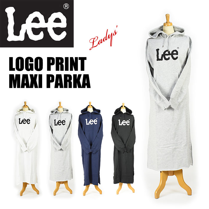 楽天市場 セール Lee リー レディース ロゴプリント マキシパーカー スウェットワンピース くるぶし丈 Lt2454 Jeans Sanshin