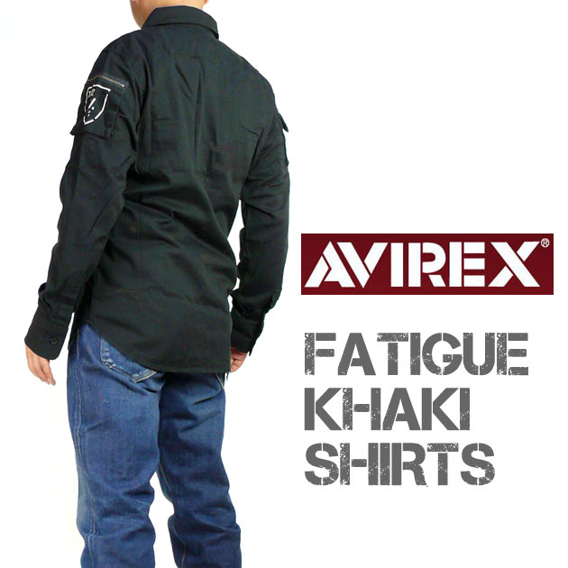 Avirex Shirts アビレックス ファティーグ カーキシャツ Fatigue Fatigue Khaki Shirts メンズ ミリタリー 長袖シャツ メンズ Jeans Sanshinミリタリーブランドアヴィレックスの長袖シャツ