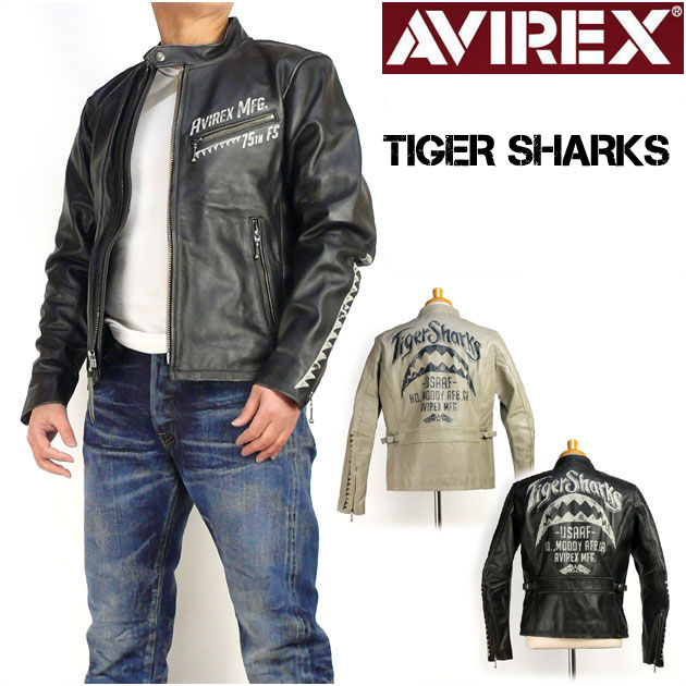 【楽天市場】AVIREX アビレックス メンズ レザージャケット SINGLE RIDERS TIGER SHARKS シングルライダース
