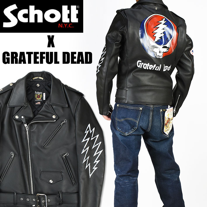 送料無料 楽天市場 Schott X Grateful Dead ショット グレイトフルデッド Paint Double Riders ワンスター ライダース トール レザージャケット 革ジャン Made In Usa Jeans Sanshin 人気が高い Www Trailconnections Com