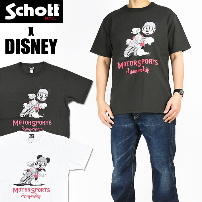 楽天市場 Schott X Disney ショット X ディズニー 半袖tシャツ Motor Sports Chmpionship ミッキーマウス Tシャツ メンズ Jeans Sanshin