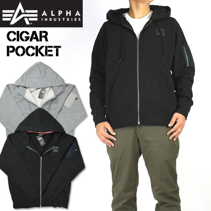 楽天市場 Alpha アルファ シガーポケット スウェットパーカー メンズ ミリタリー ジップパーカー Tc1438 Jeans Sanshin