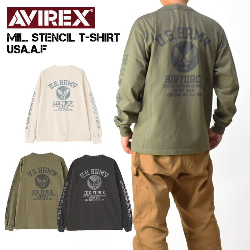楽天市場】AVIREX アビレックス Tシャツ ステンシル 長袖Tシャツ USAAF