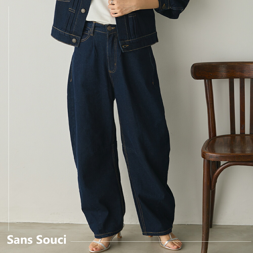 楽天市場】【Sans Souci 34+】カーブラインバギーデニムパンツ 美脚