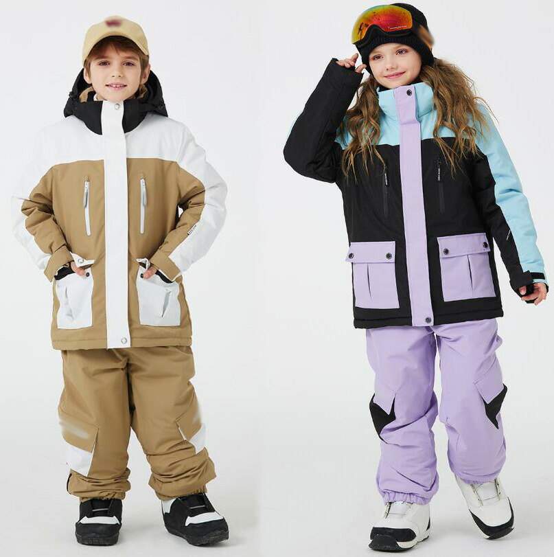 スキーウエア スノーウェア 子ども ボードウェア 男の子 女の子 スキー ウェア 雪遊び 可愛い キッズスキーウェア スノボウェア 防水ジュニア 子供スキーウエ キッズ パンツ 2点セット｜sansui