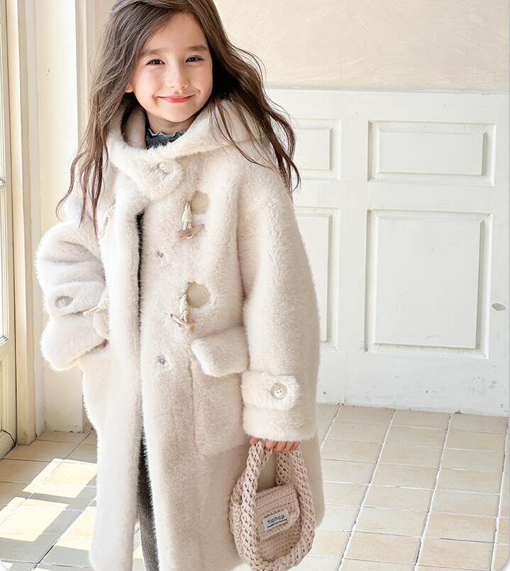 ファーコート女の子 もこもこコート ママコートお親子で 韓国子供服 ふわふわ もこもこ 110120 130 140 150 160 上着 キッズ服 冬服 アウター ロングコ カジュアルコート 韓国風